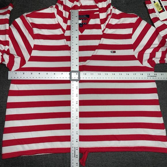 Vintage NWT Tommy Jeans Striped Shirt Nautical Y2K Red White X-Large XL Hilfiger - Picture 7 of 13